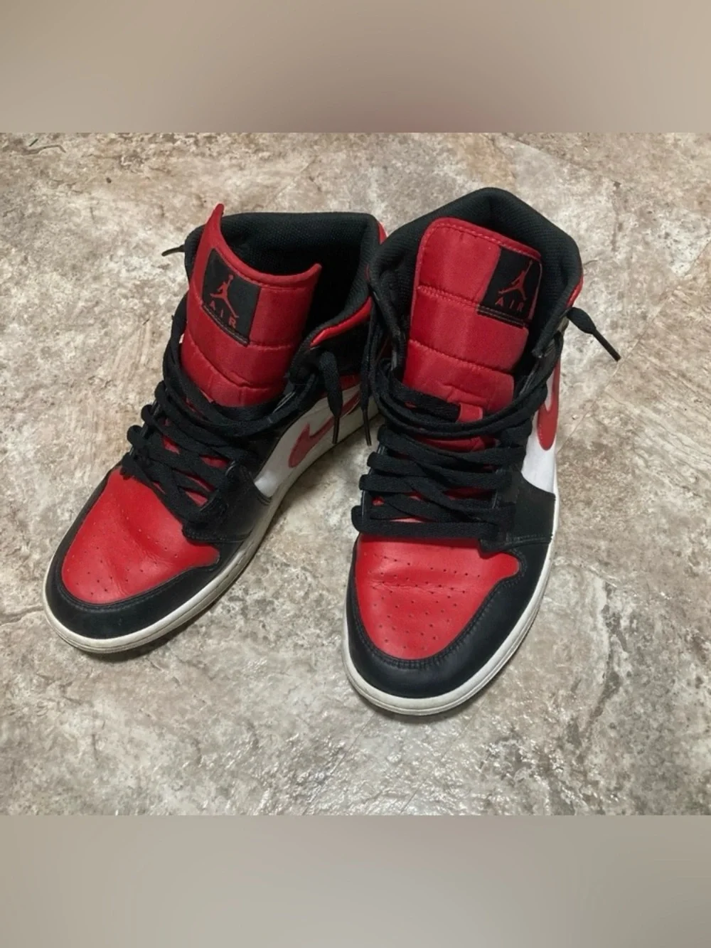 Jordan Red Black White Mid-Top Sneakers